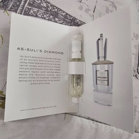 MIND Games AS-SULI'S DIAMOND 2mL .06 FL.OZ Extrait De Parfum Cypress Smoke Card - Picture 2 of 3